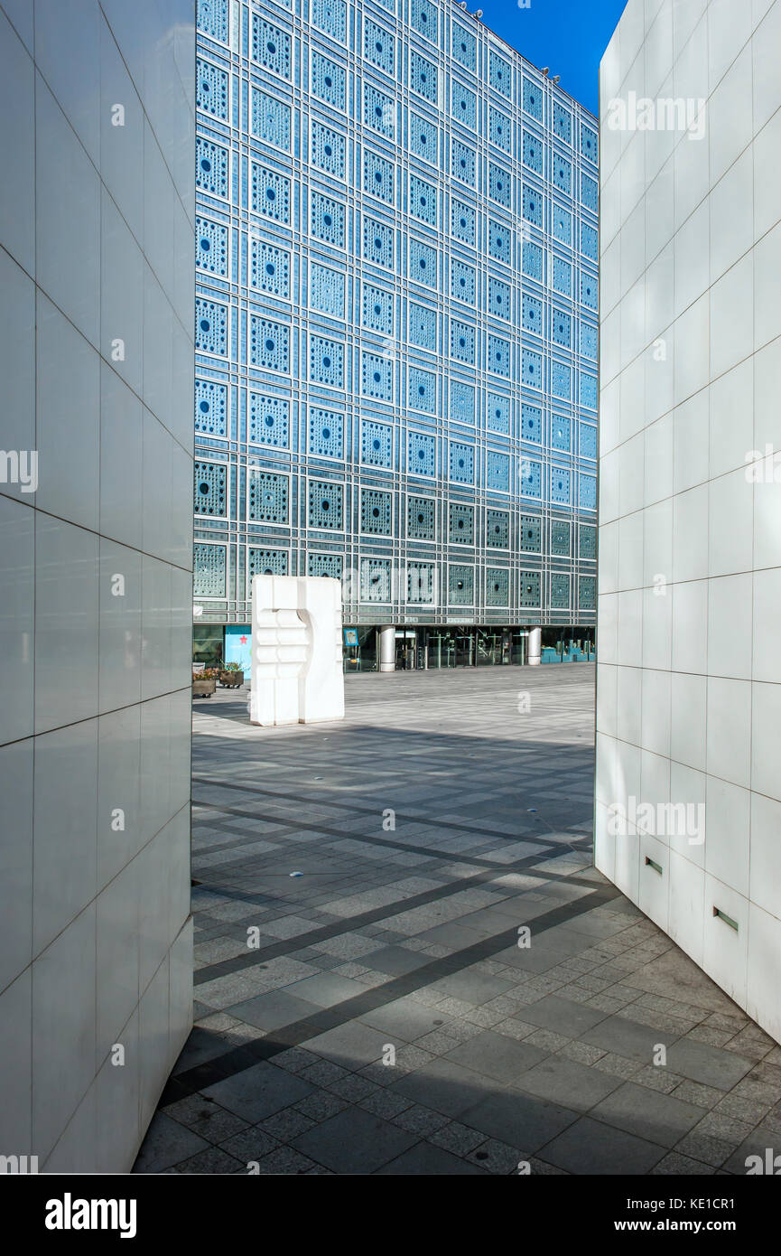 Arabische Welt Institut, Glasfassade, Paris, Frankreich Stockfoto