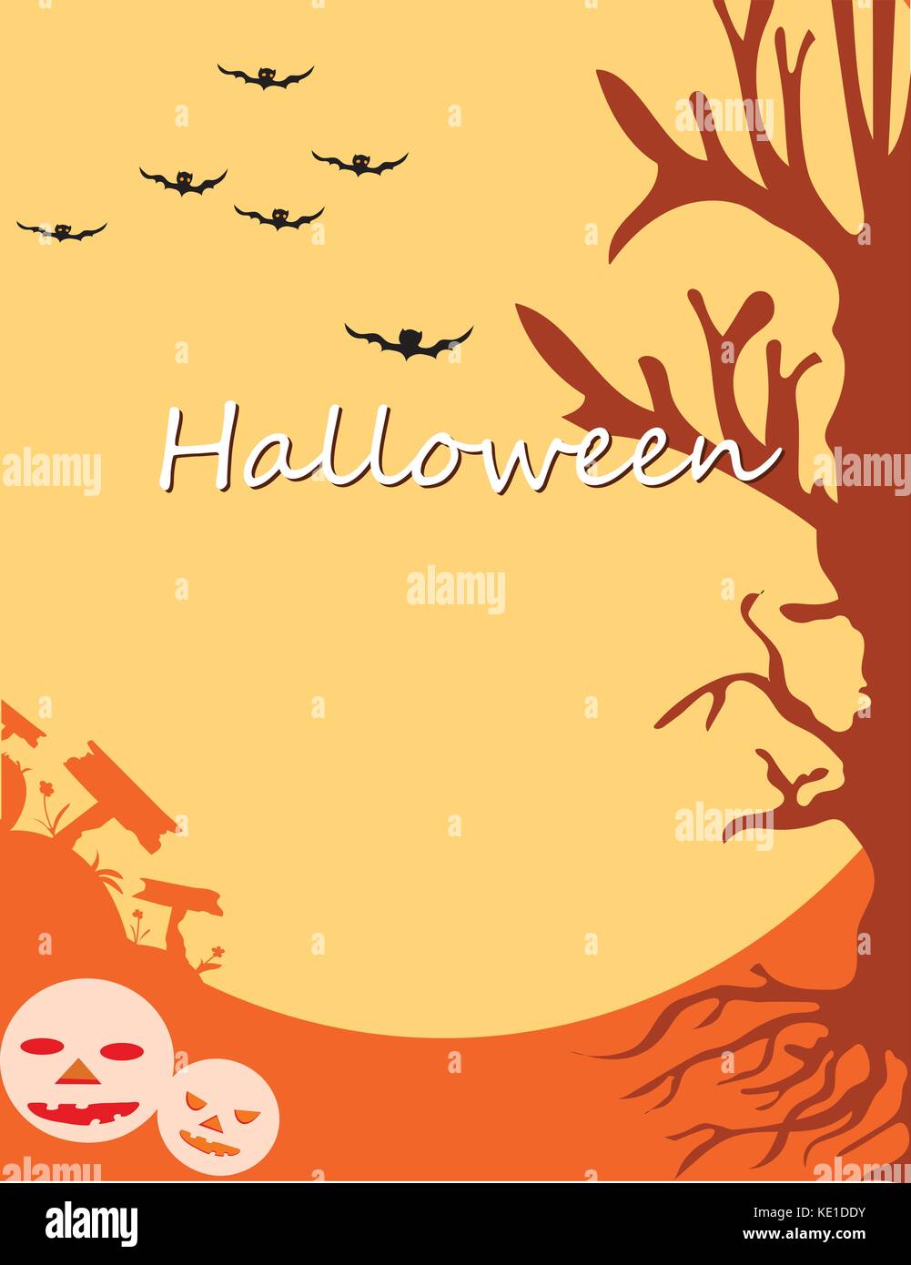 Halloween Tag scary halloween Hintergrund mit Mond und alten Baum Stock Vektor