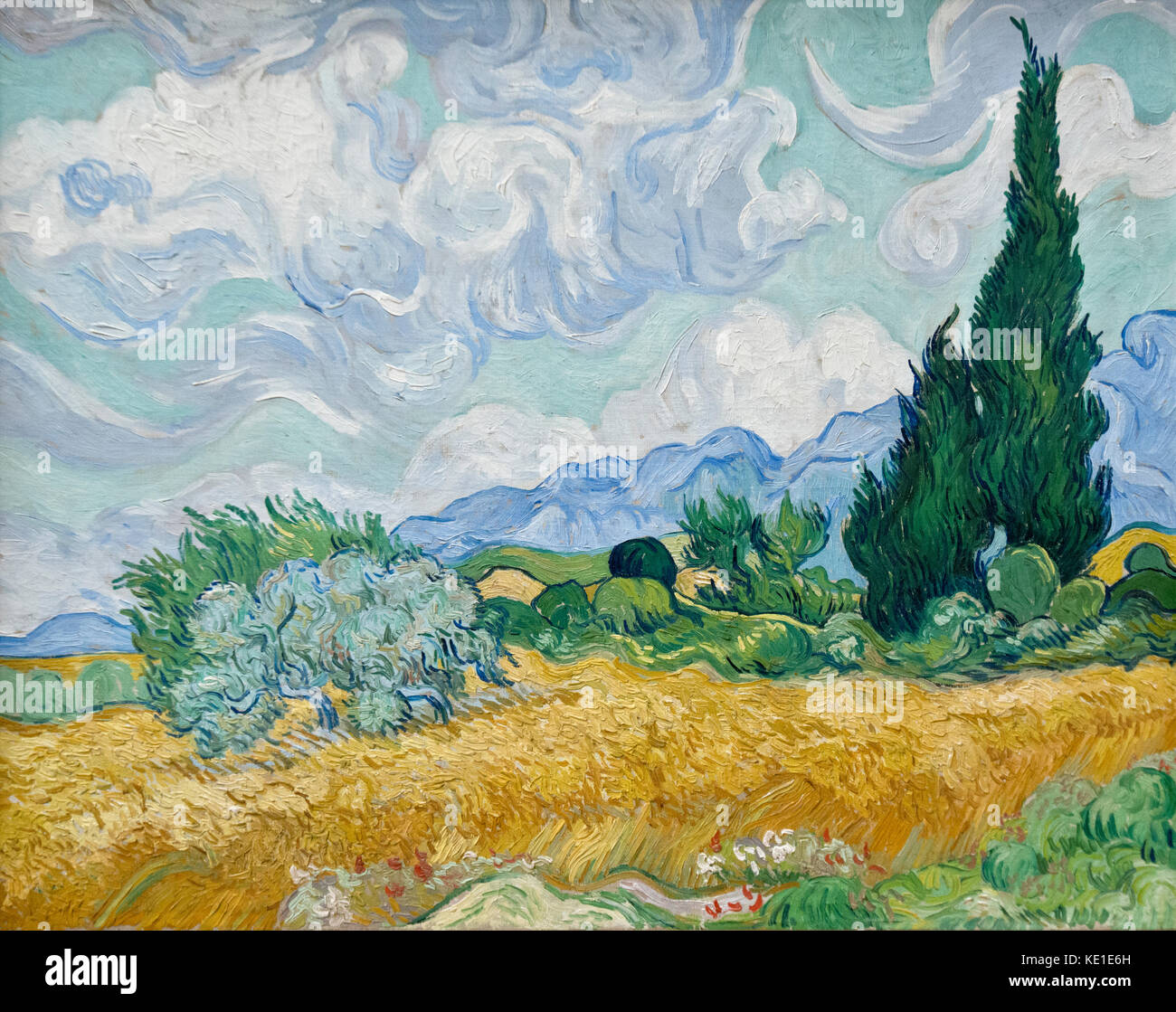 Vincent van Gogh - ein wheatfield mit Zypressen (1889) Stockfoto