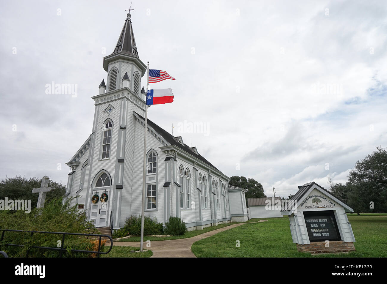 30. Dezember 2015 Schulenburg, Texas, USA: Äußere der katholischen Marienkirche, erbaut von tschechischen Siedlern in High Hills Stockfoto