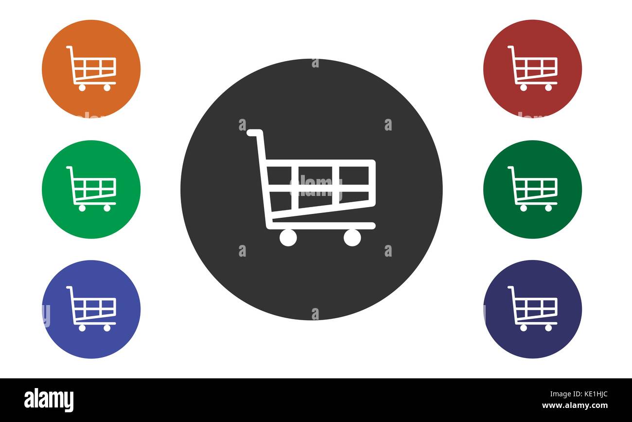 Set Aus Bunten Kreisformigen Symbole Kaufen Auf Der Webseite Und Im E Shop Buttons Und Bilder Warenkorb Auf Weissem Hintergrund Vektor Stock Vektorgrafik Alamy