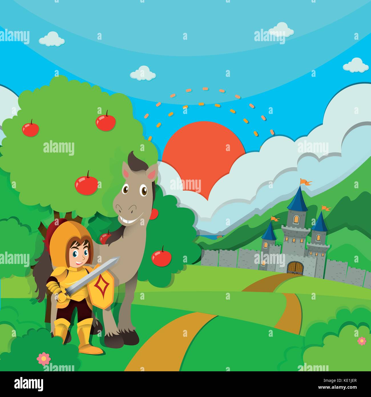 Ritter auf pferd zeichnung Stock-Vektorgrafiken kaufen - Alamy