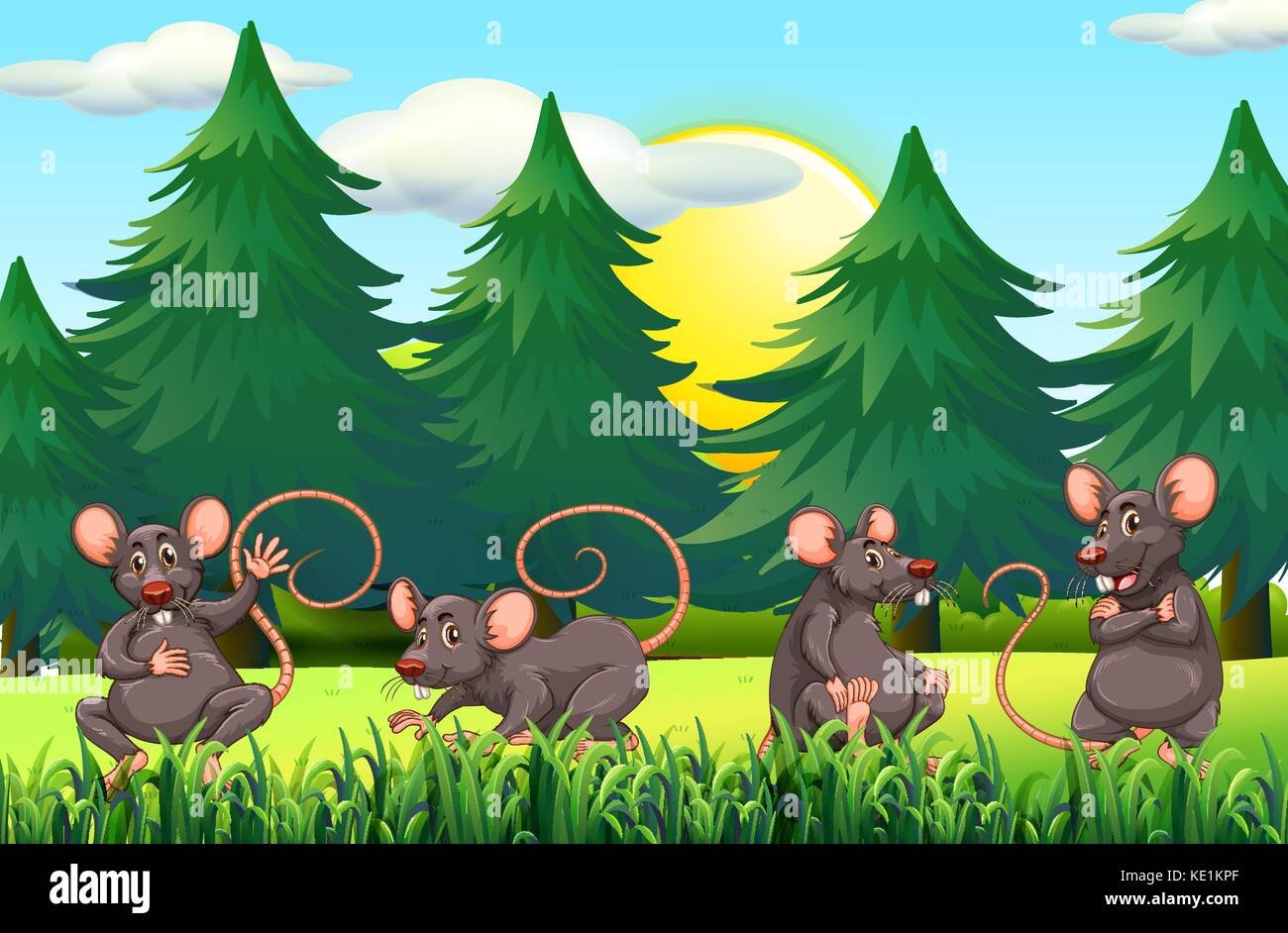 Vier Ratten im Bereich Illustration Stock Vektor