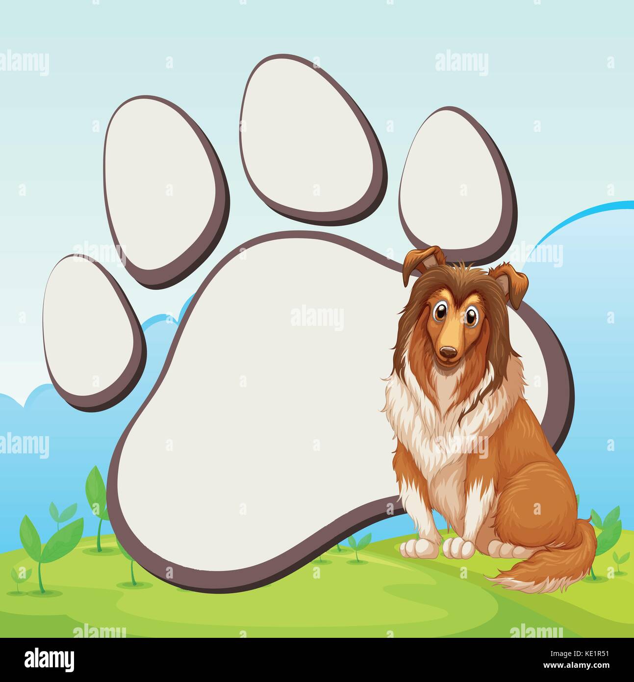 Grenze Design mit großen Hund Abbildung Stock Vektor