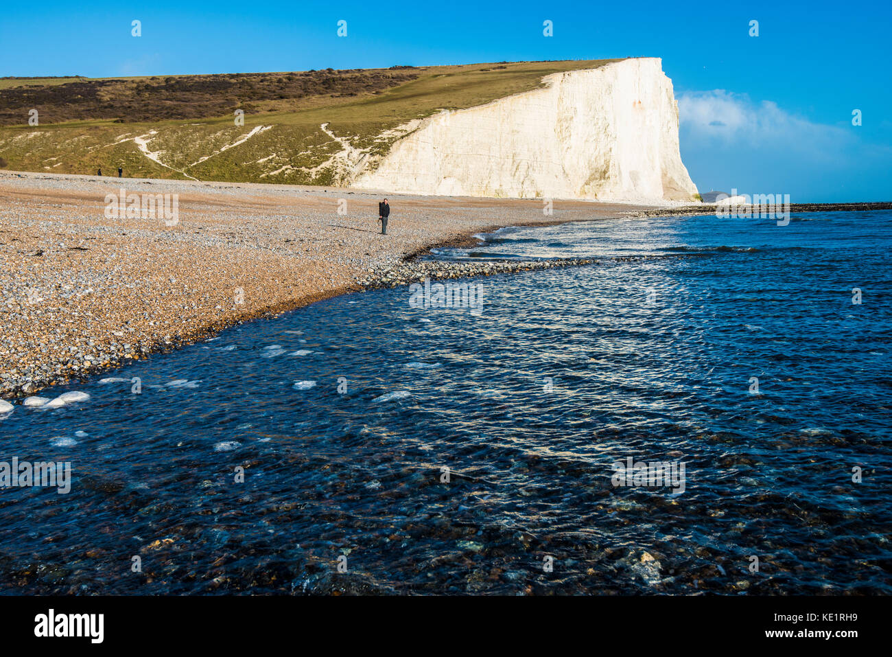 Cuckmere Haven Beach, East Sussex, England. Flossenkreide und Gezeitensalmarsch mit großartigen Wildtieren Stockfoto