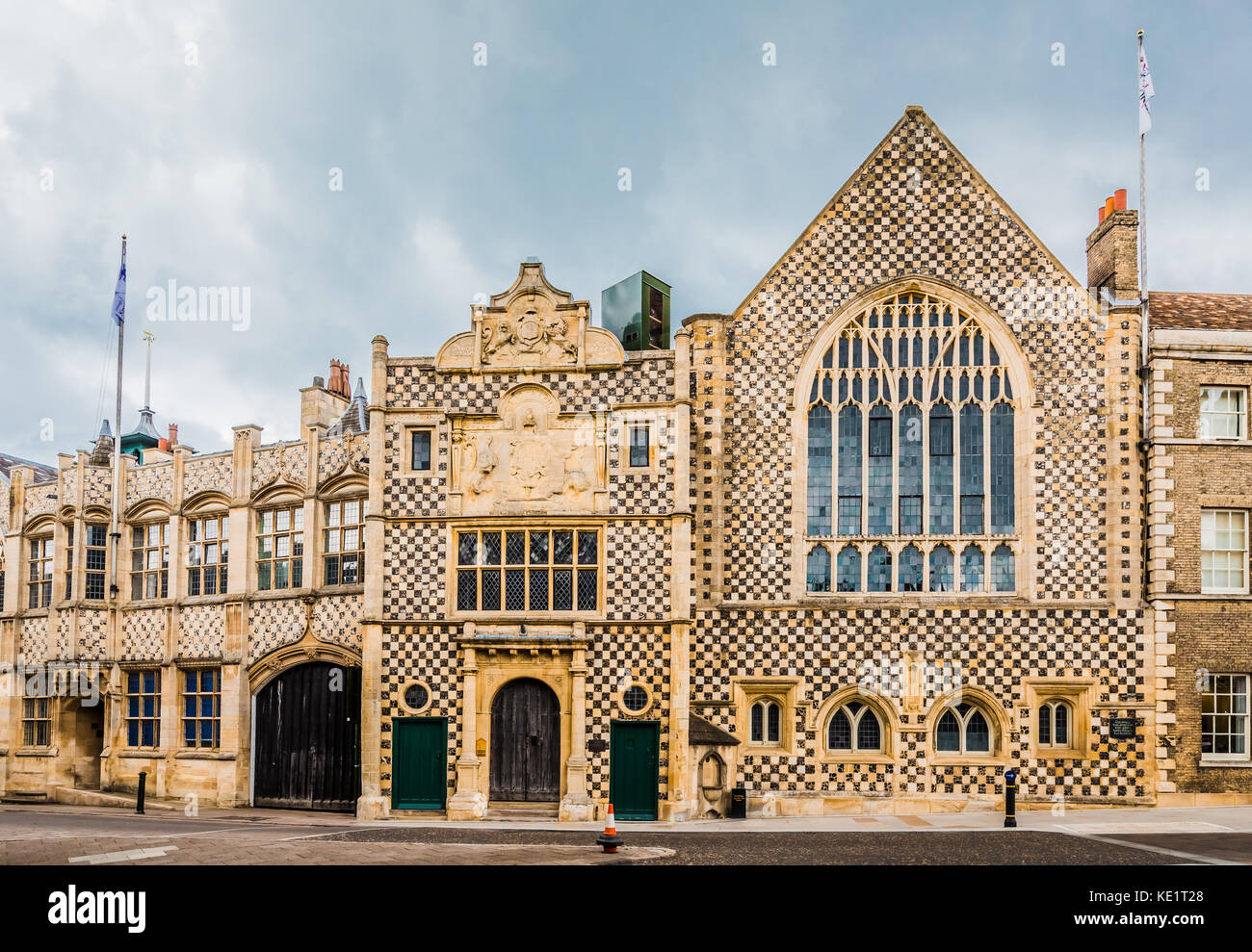 Kings Lynn Guildhall, mittelalterliche englische Architektur mit Feuerstein und flushwork checkrboard Muster. Stockfoto