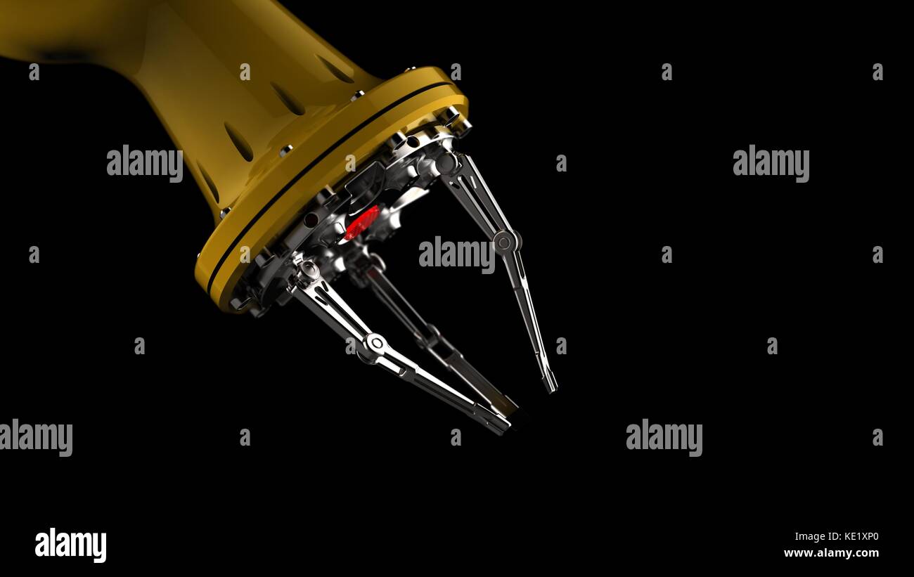 Industrielle Roboterarm mit Greifer Stockfoto