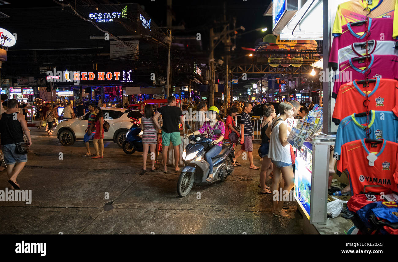 Thailand Phuket Patong Beach bei Nacht Bangla Road Stockfoto