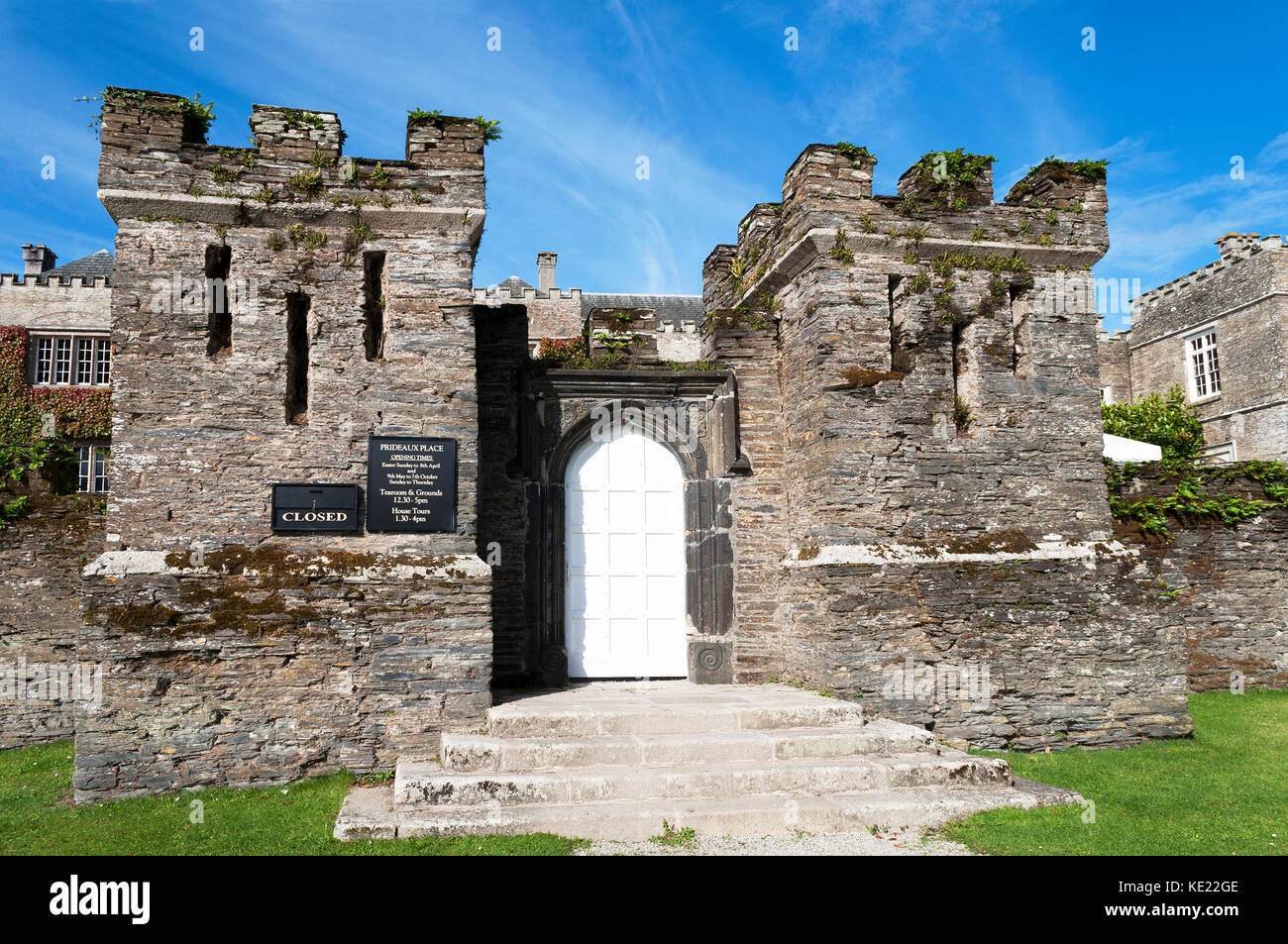 Prideaux Place 16. Jahrhundert elisabethanische Herrenhaus in Padstow, Cornwall, England, Großbritannien, Großbritannien. Stockfoto