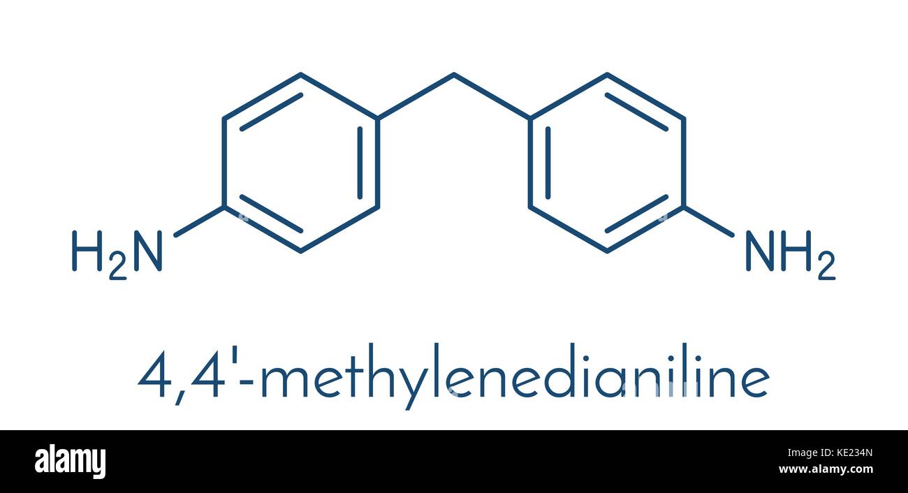4,4'-methylenedianiline (methylenedianiline, MDA) Molekül. Verdacht,  krebserregend zu sein, auf der Liste der besonders besorgniserregenden  Stoffe in Polyurethan verwendet Stock-Vektorgrafik - Alamy