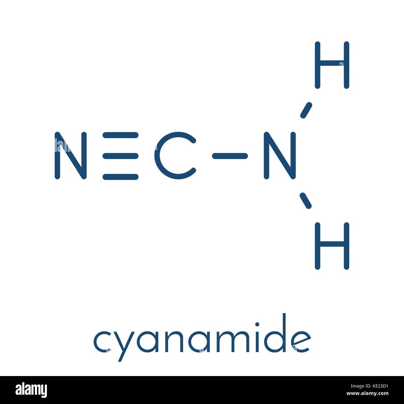 Cyanamid Molekül. in der Landwirtschaft und der chemischen Synthese verwendet. Skelettmuskulatur Formel. Stock Vektor