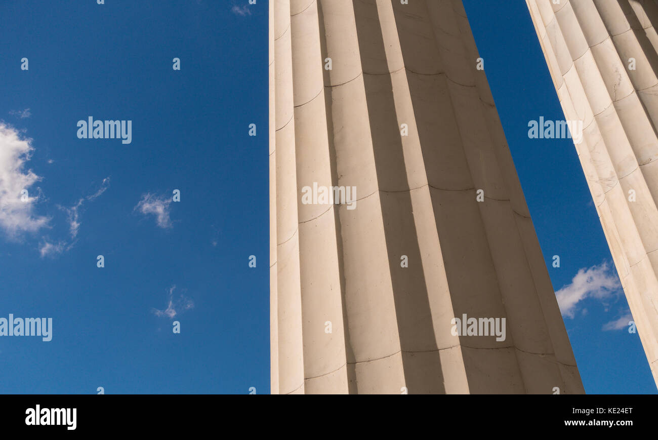 Washington, Dc, USA Marmorsäulen am Lincoln Memorial. Stockfoto