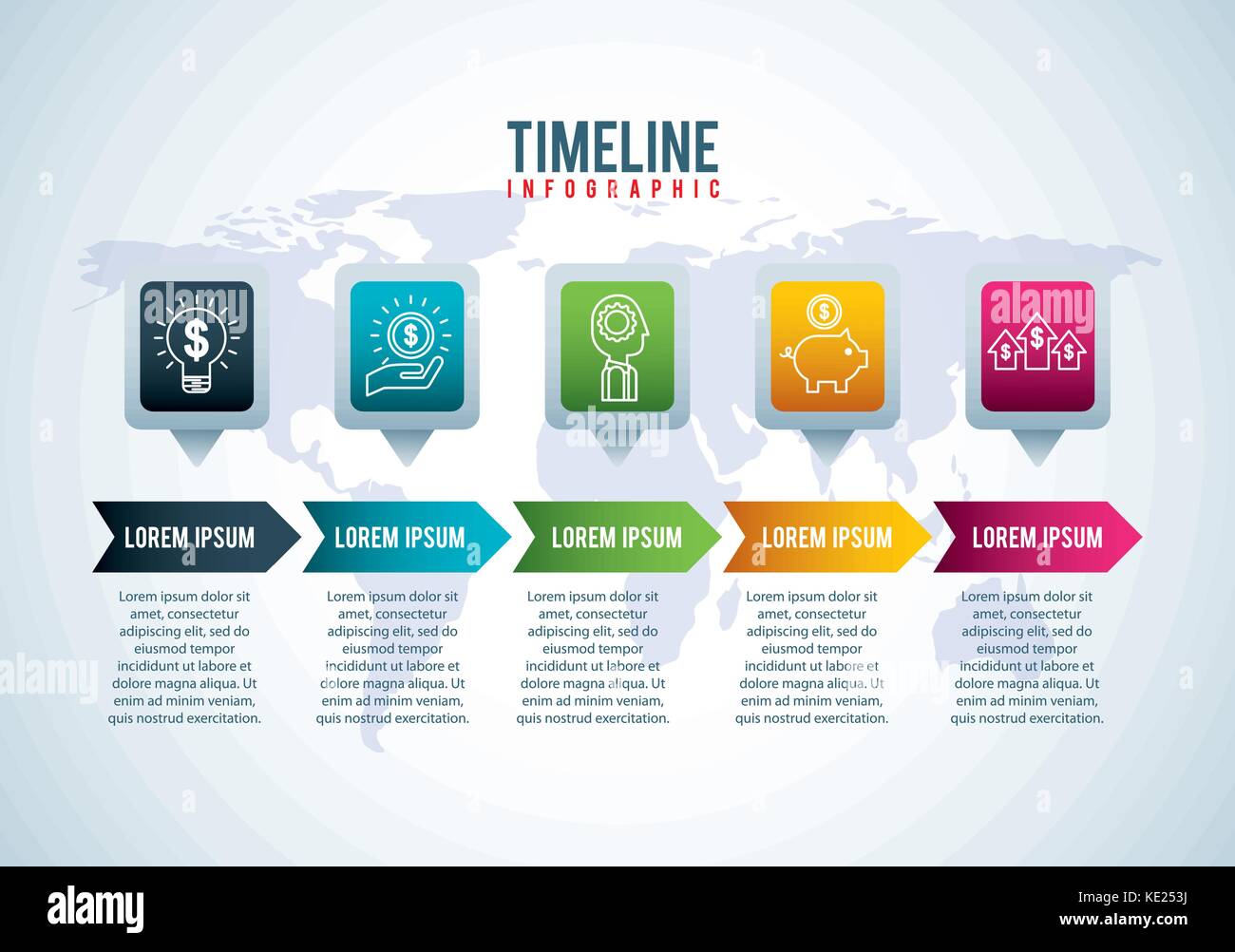 Timeline Infografik world banking Geld Wachstum finanzielle  Stock-Vektorgrafik - Alamy