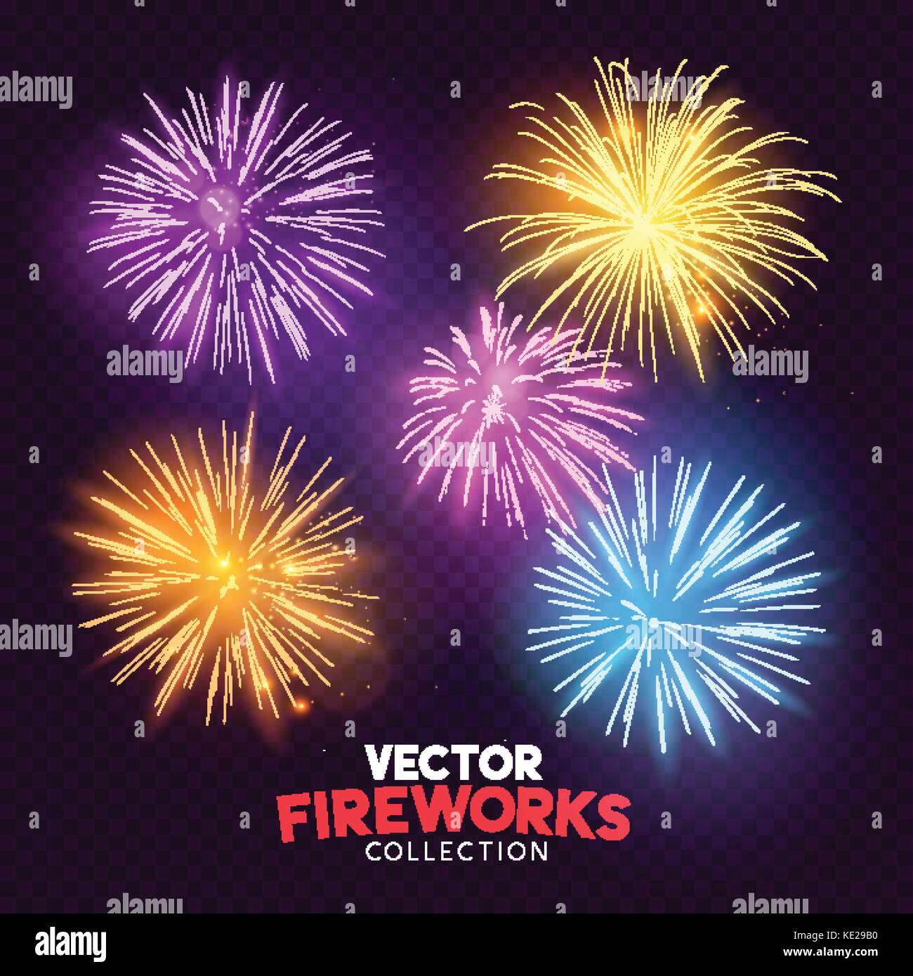 Eine Reihe von isolierten platzen Vektor Feuerwerk, urlaub Feier Symbole! Stock Vektor
