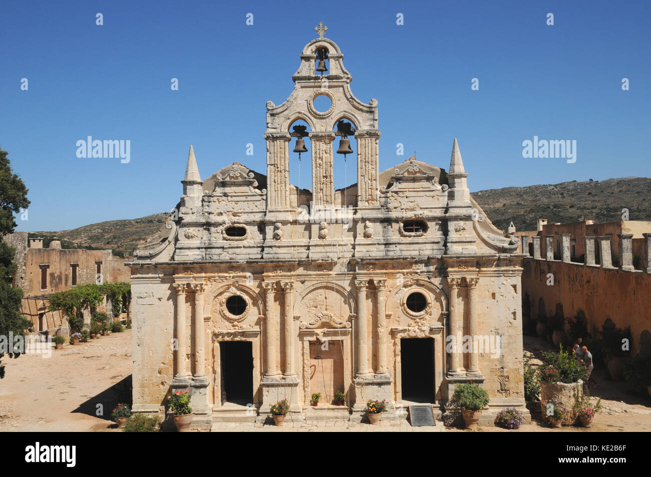 Die Kirche im Kloster Arkadi, dem Transfigeration Christi und St. Konstantin und St Helen. Es stammt aus dem Jahr 1587 gewidmet. Stockfoto