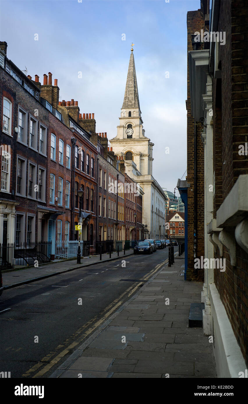 London. Spitalfields und der Brick Lane, East London, UK. Okt 2017 zeigt Christus Kirche Spitalfields von Nicholas Hawksmoor Stockfoto