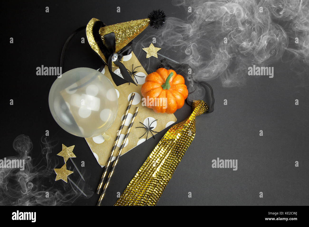 Halloween Party Hintergrund. Ansicht von oben Stockfoto