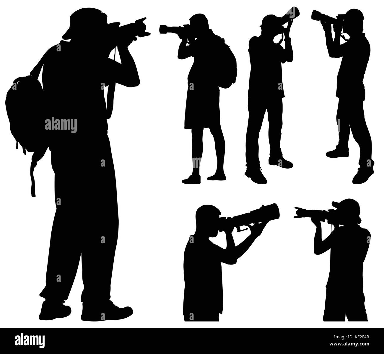 Fotografen mit Teleobjektiv Silhouetten - Vektor Stock Vektor