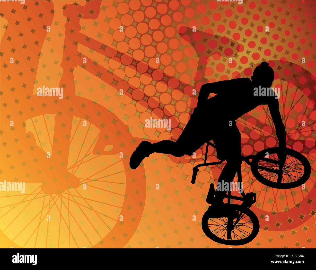 Bmx stunt Radfahrer auf der Abstract background-Vektor Stock Vektor
