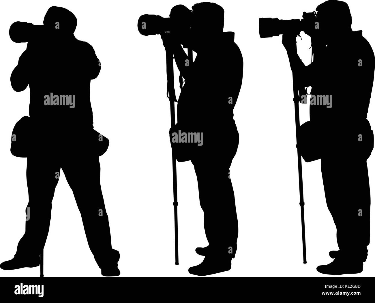 Fotografen mit Einbeinstativ Silhouetten - Vektor Stock Vektor