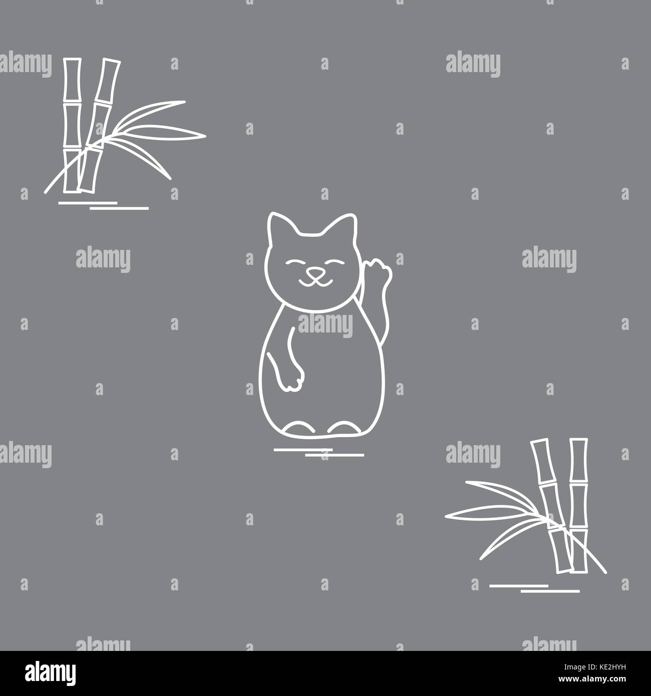 Stilisierte Symbol der japanischen Glückskatze Maneki Neko. Reisen und Freizeit. Design für Banner, Poster oder Drucken. Stock Vektor