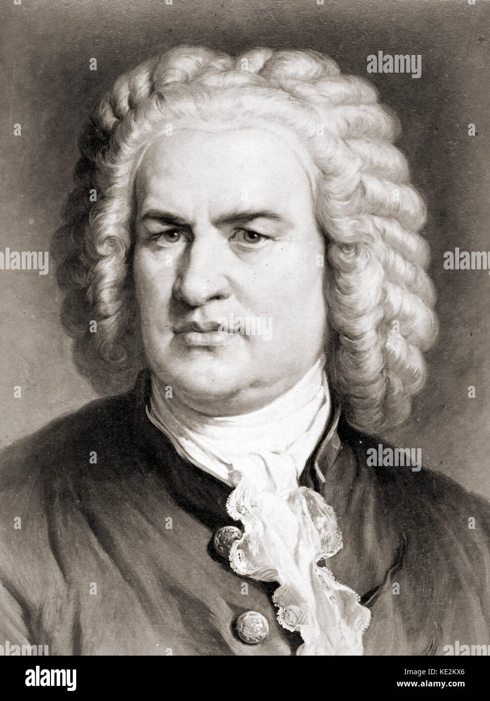 Johann Sebastian Bach - Porträt des Deutschen Komponisten und Organisten von G. Jager. 21 März 1685 - 28. Juli 1750. Stockfoto
