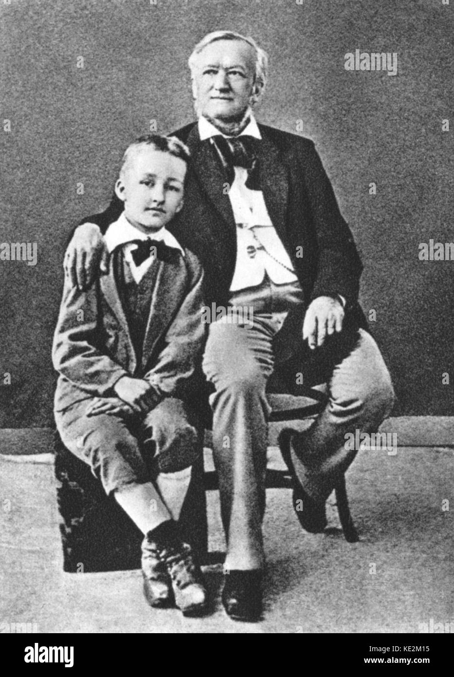 Richard Wagner und seinem Sohn Siegfried. 1880. Deutscher Komponist. Mai 22, 1813 - Februar 13, 1883. Stockfoto