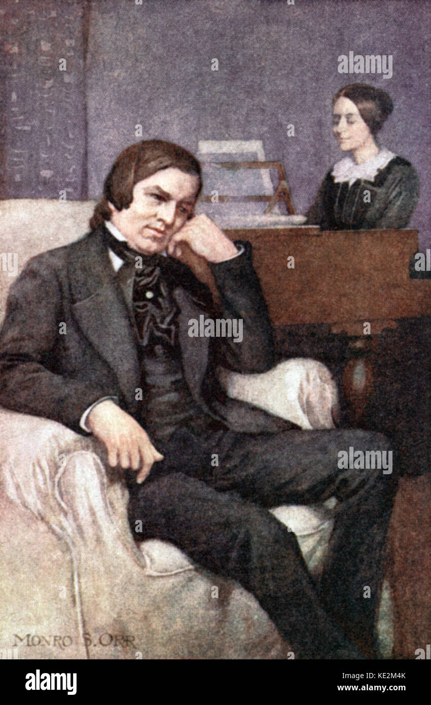 Robert und Clara Schumann - Porträt der Verheirateten deutschen Pianisten und Komponisten. Clara Schumann: 13. September 1819 - vom 20. Mai 1896, Robert Schumann: 8. Juni 1810 - vom 29. Juli 1856. Stockfoto