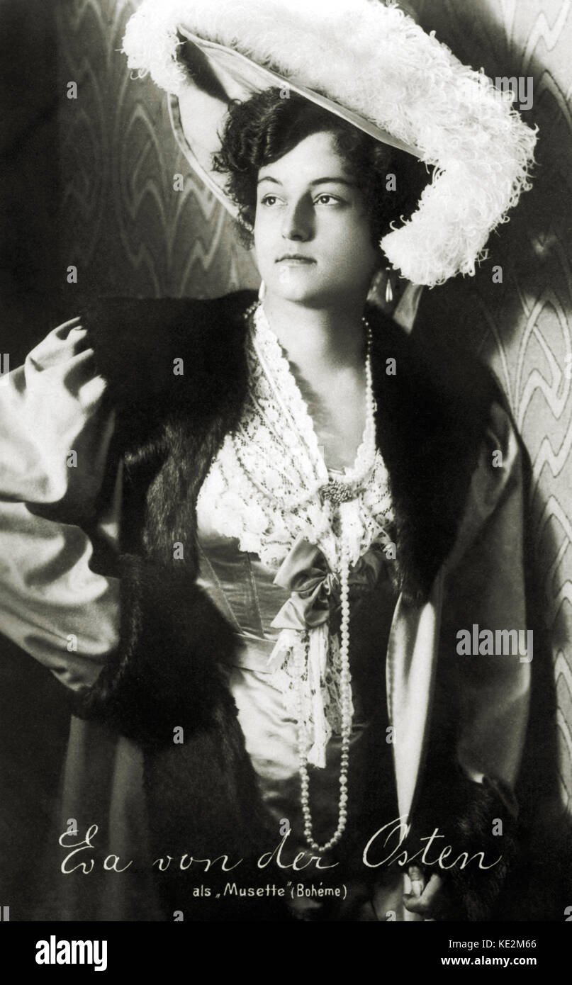 Giacomo Puccinis Oper "La Bohème" - Eva von der Osten als Musette. Die deutsche Sopranistin. 19. August 1881 - 5. Mai 1936. Stockfoto