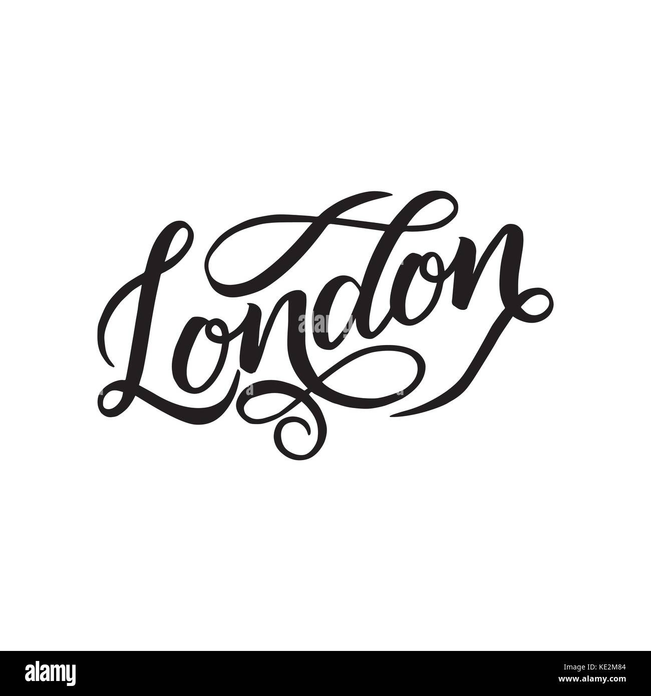 Stadt Logo auf weißem isoliert. black label oder Firmenschriftzug. vintage Abzeichen Kalligraphie in grunge Stil. Sehr gut für T-Shirts oder Poster. London, Großbritannien Stock Vektor