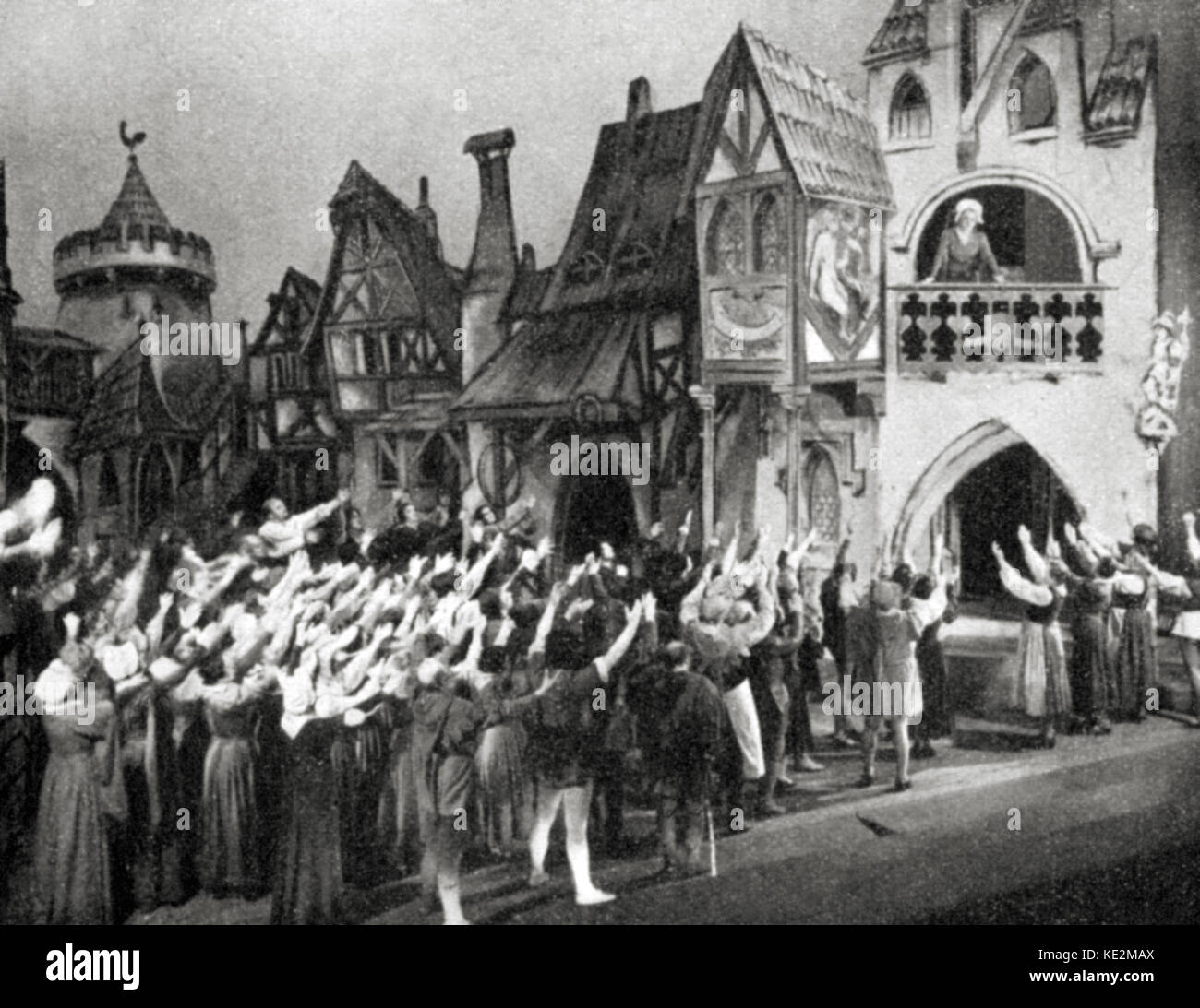 Richard Strauss' Oper Feuersnot (Feuer Hunger) - Szene aus der Welt Premiere am Royal Opera House in Dresden, 21. November 1901. Deutsche Komponist und Dirigent. 11. Juni 1864 - 8. September 1949. Stockfoto