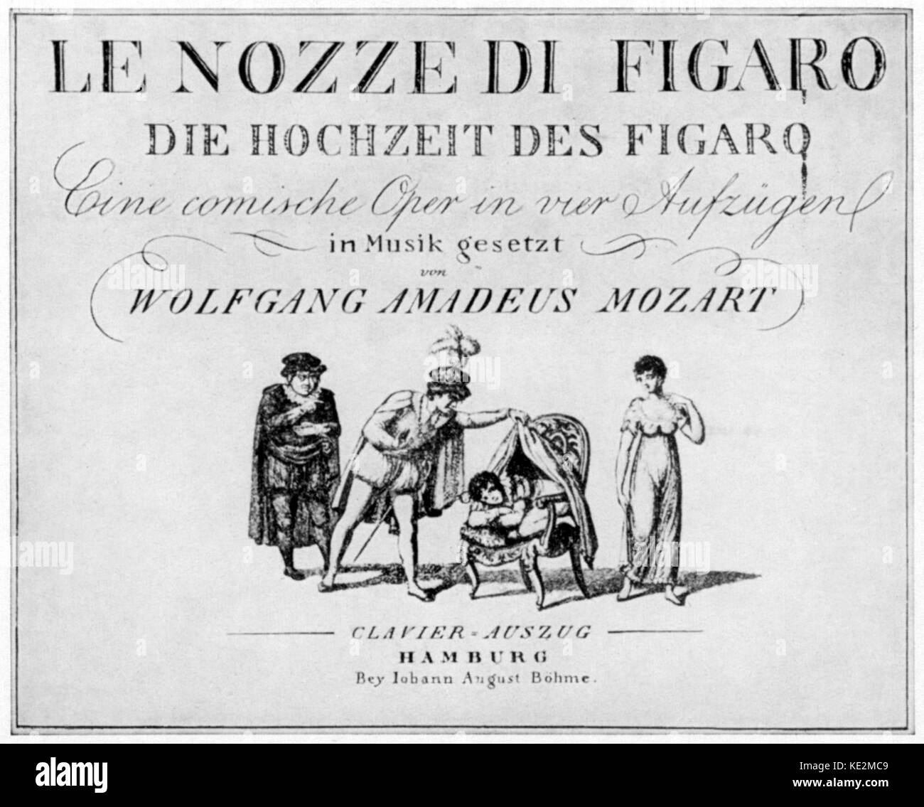 Wolfgang Amadeus Mozart. Le nozze di Figaro - die Hochzeit des FigaroTitle Seite von Piano Version. Österreichischen Komponisten (1756-1791). Opera buffa. Stockfoto