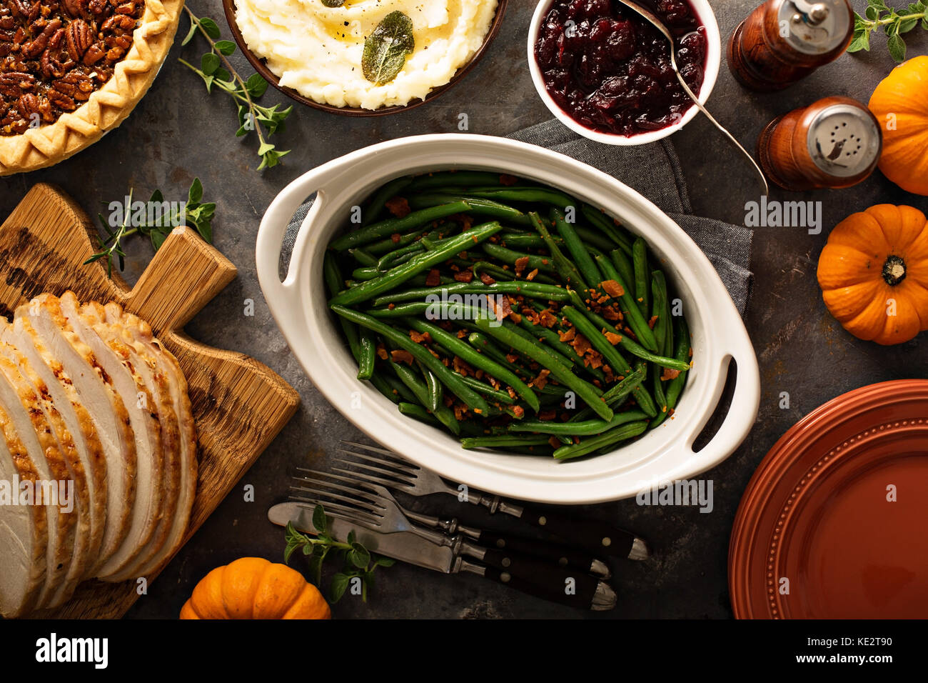 Grüne Bohnen mit Speck, Beilage zum Thanksgiving oder Weihnachtsessen ...