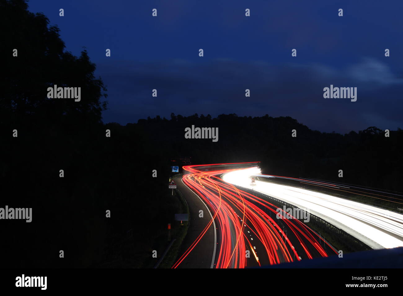 Die Autobahn M6 Light Trail Stockfoto