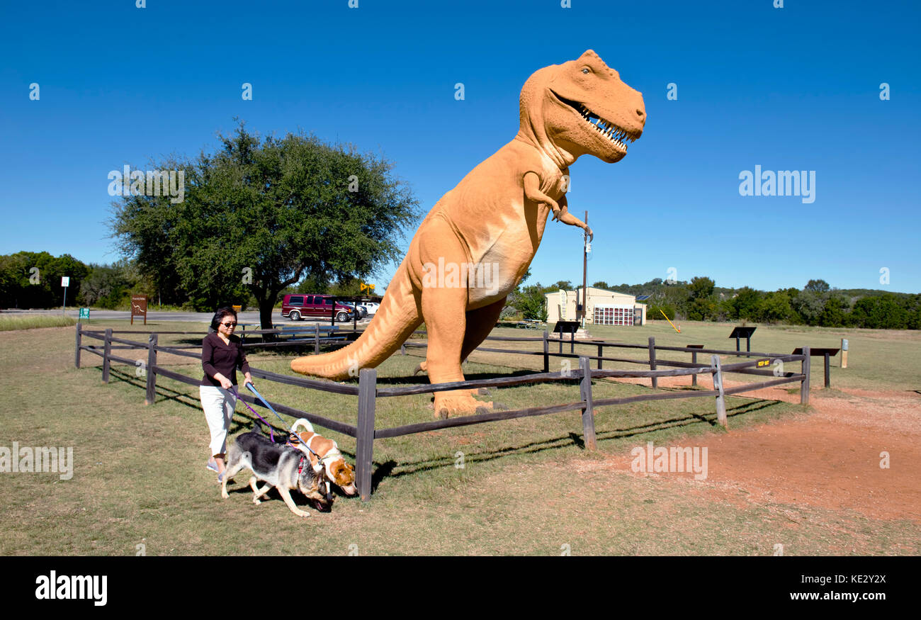 Glen Rose, Texas - Okt. 16-2017 Dinosaur Valley State Park in Glen Rose, TX in Dino Titel über 100 Millionen Jahre alt. Stockfoto