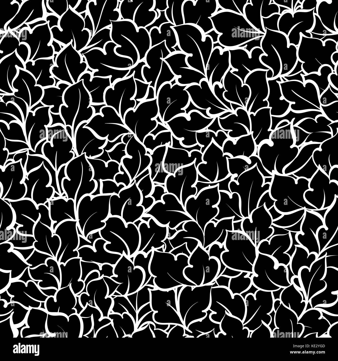 Florale dekorativen schwarzen und weißen Hintergrund mit Blumen Blätter, monochrome nahtlose Muster. Stock Vektor