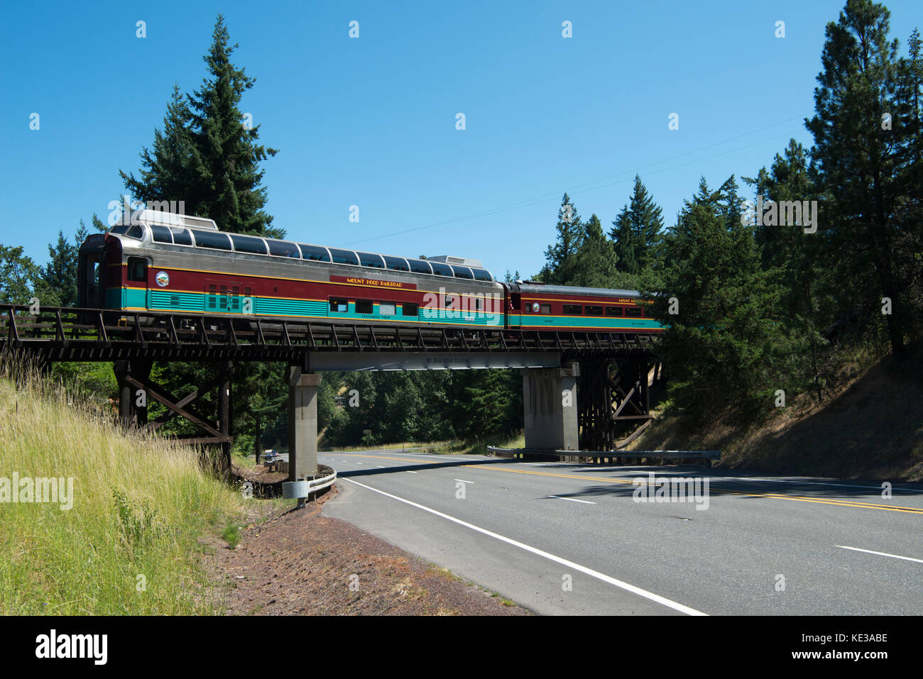 Der Mount Hood Scenic Railroad in der Nähe von Hood River, Oregon, USA Stockfoto