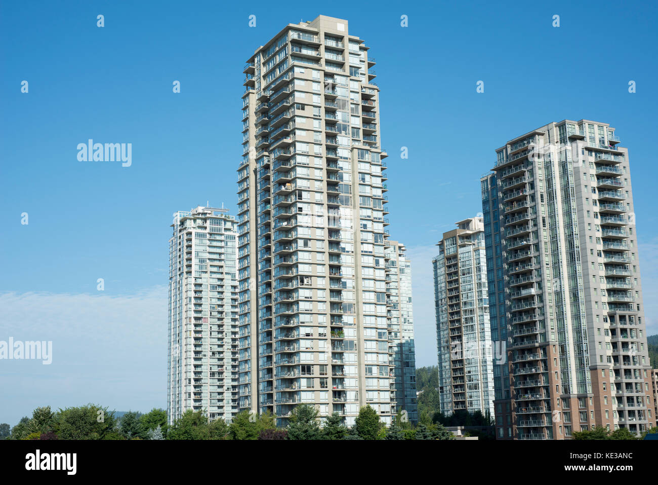 Eigentumswohnung Türme in Coquitlam, BC, Kanada. Stockfoto