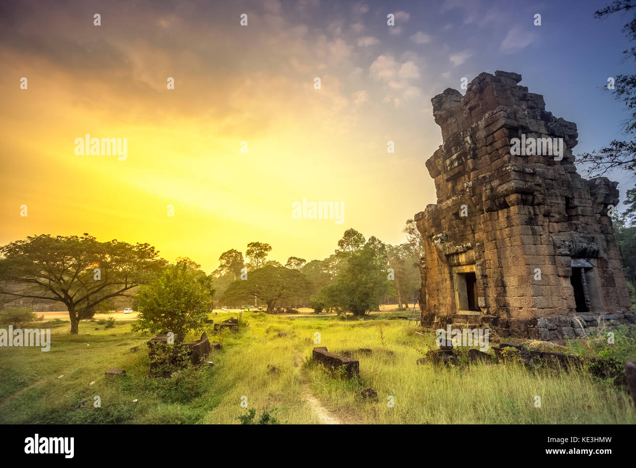 Tempel Angkor Wat in Kambodscha ist das größte religiöse Monument der Welt und ein Welterbe komplexe aufgeführt, eingeschrieben auf der UNESCO-herita Stockfoto
