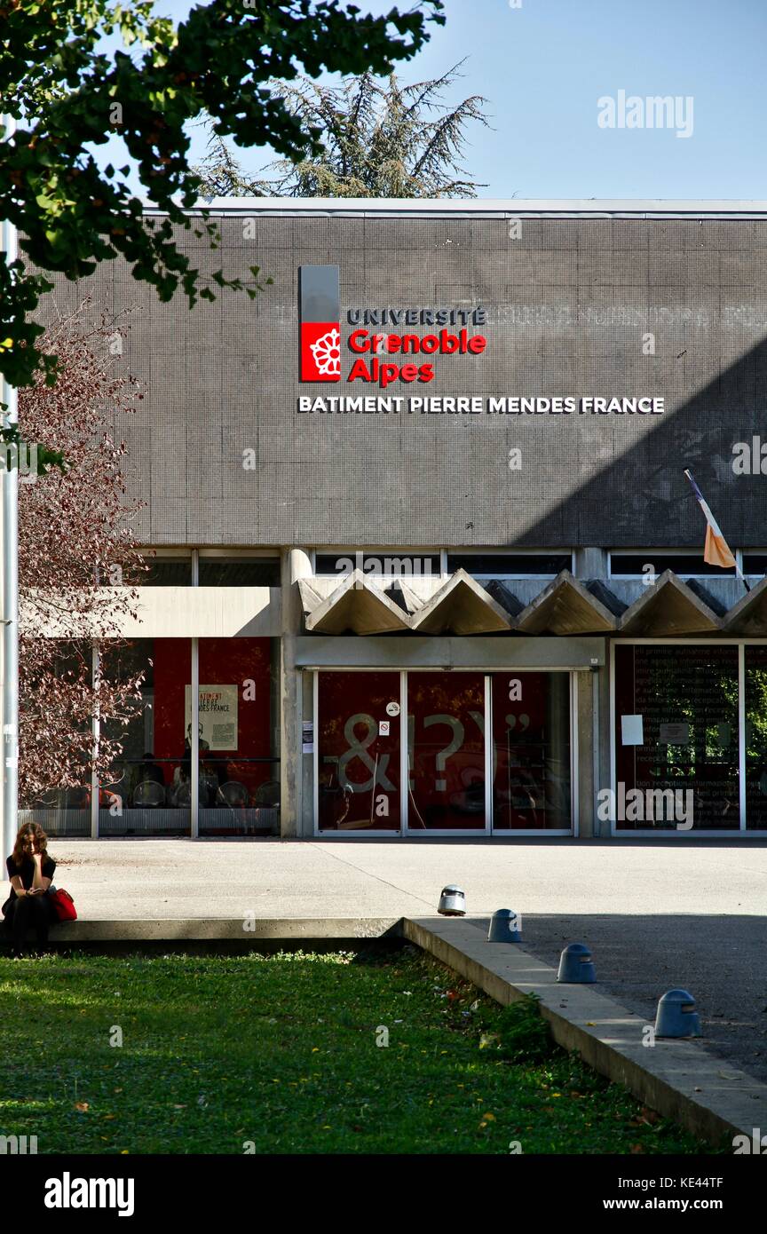 Darstellung der Universität Grenoble - Alpen (UGA), und dem Campus der Universität. Stockfoto