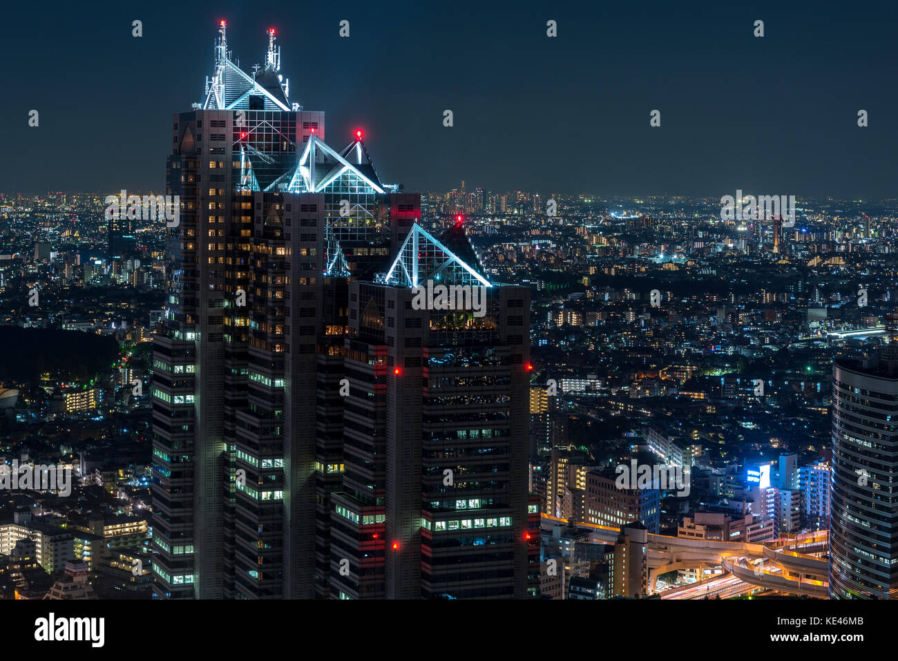 Schöne Nacht Blick von Tokyo Metropolitan Government Office Stockfoto