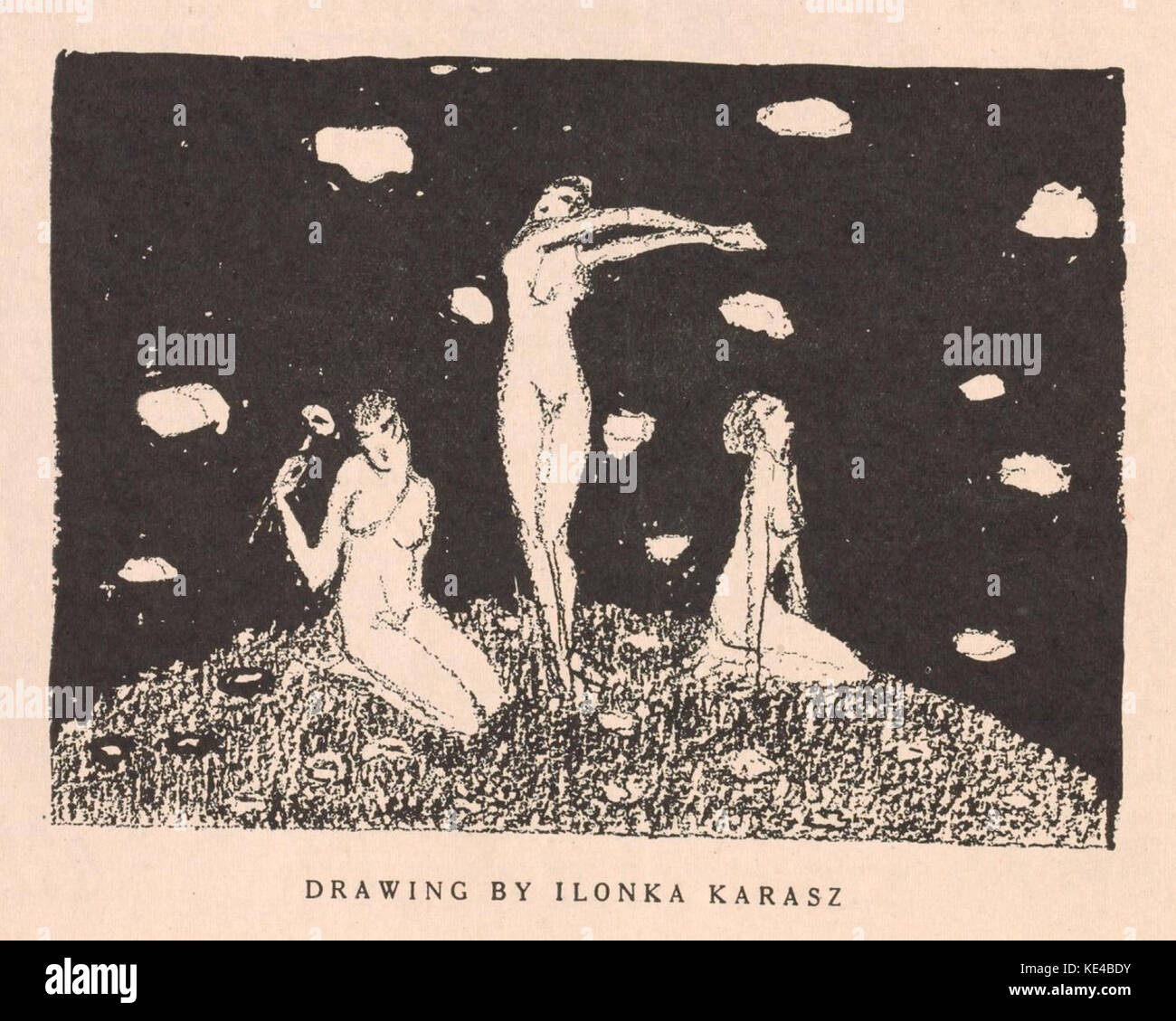 Eine Zeichnung von Ilonka Karasz, die Massen von Menschen zeigt, die im Dezember 1915 Gottesdienste besuchten. Dieses Bild fängt die Atmosphäre und den Umfang der öffentlichen Zusammenkünfte in dieser Zeit ein. Stockfoto