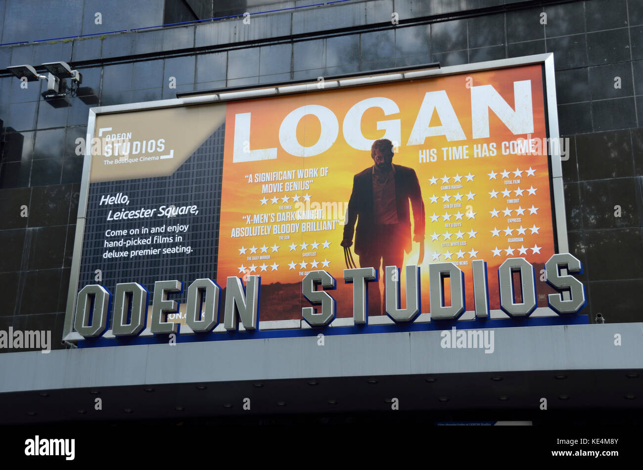 Logan film Plakat Poster außerhalb des Studios im Odeon Leicester Square, London, UK. Stockfoto