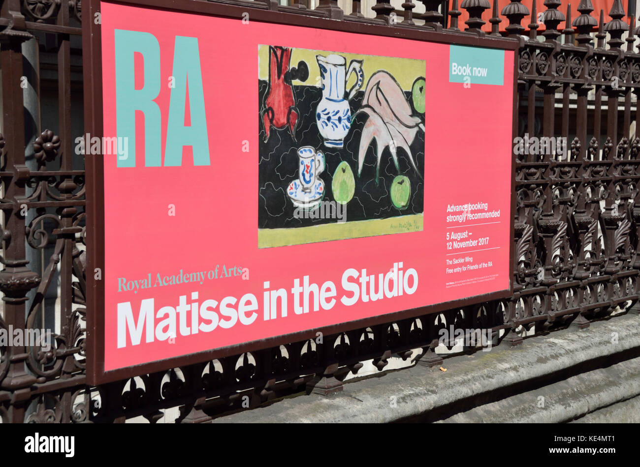Royal Academy Matisse im Atelier Kunst Ausstellung Banner, London, UK. Stockfoto