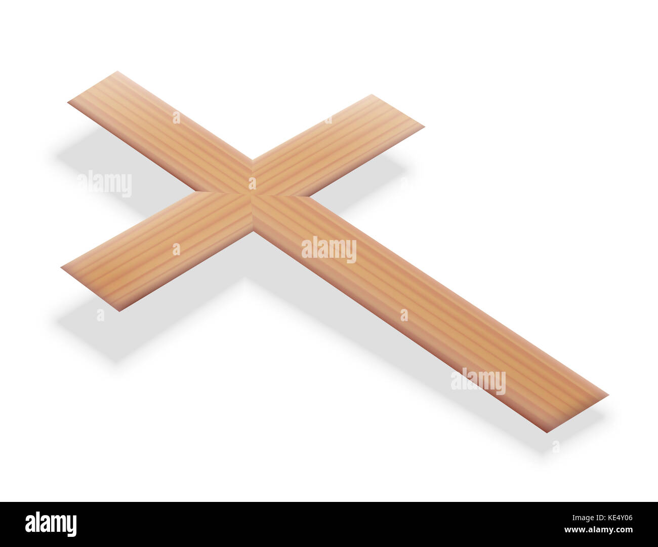 Christian Kreuz, die knapp über dem Boden- Abbildung auf weißen Hintergrund. Stockfoto
