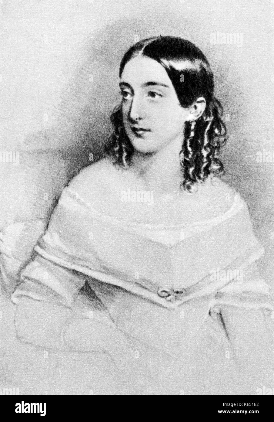 Erminia Frezzolini - Portrait der Italienische Sopranistin. Ständigen, stützte sich auf einen Stuhl. EF: 27. März 1818 - 5. November 1884. Sang in der ersten Aufführungen von Verdis I Lombardi und Giovanna d'Arco. Stockfoto