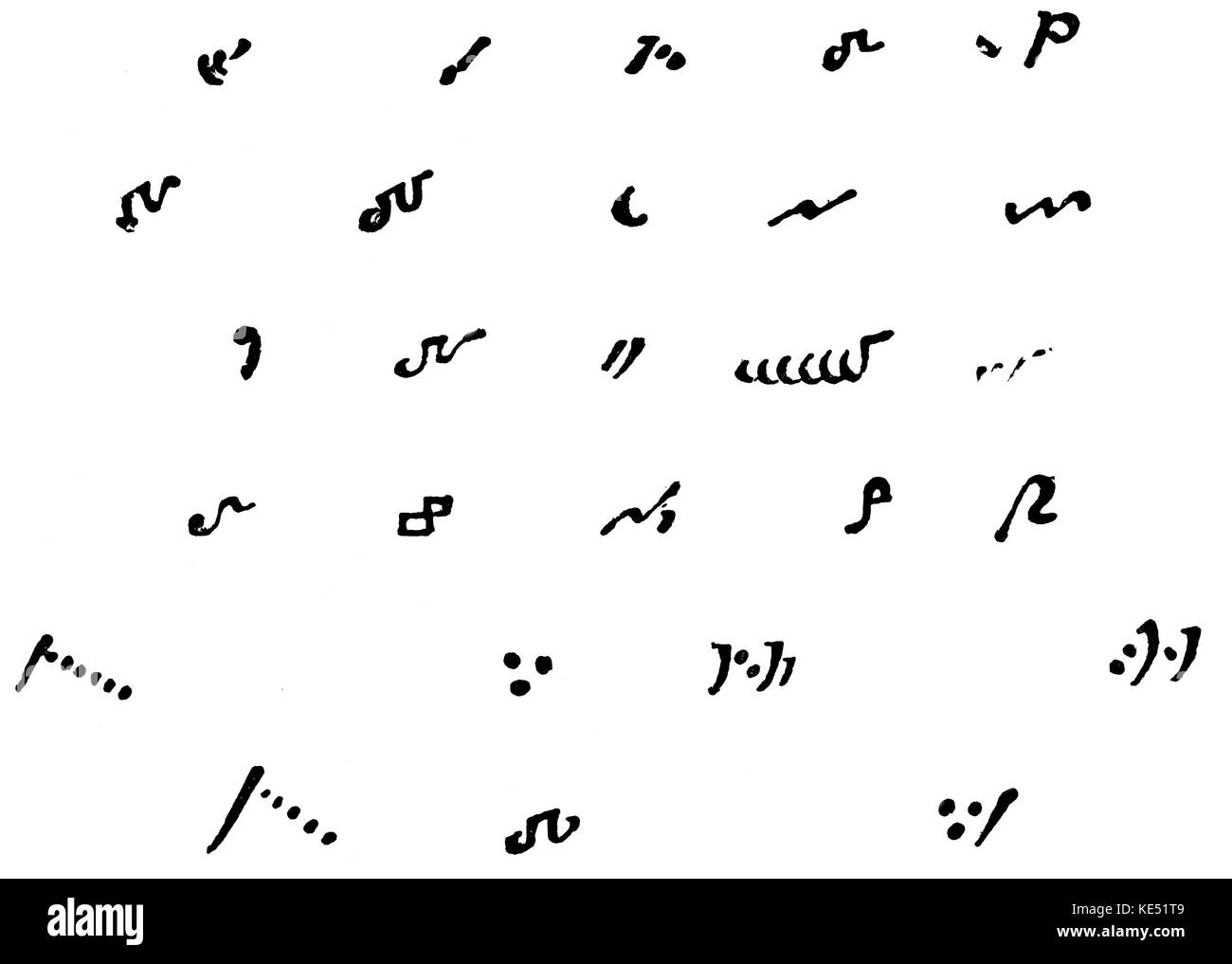 Neume (Griechisch: Pneuma) neuma notation System-in frühe christliche Hymnologie verwendet. 4. Jahrhundert. Stockfoto