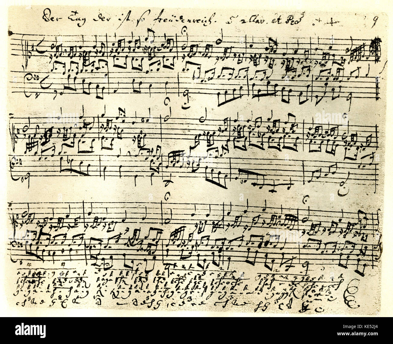 Johann Sebastian Bachs handgeschriebene Manuskript Kerbe für die