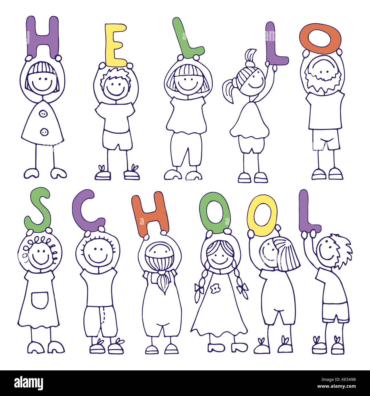 Vektor einrichten der Schule hallo Symbole, auf weißem Hintergrund Stock Vektor