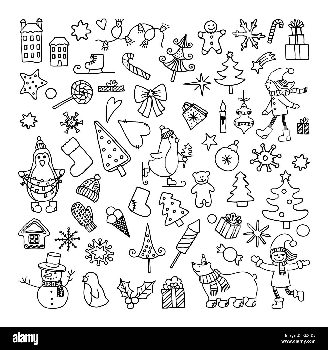 Eingestellt von Doodle cartoon Objekte und Symbole, die auf ein neues Jahr Thema Stock Vektor